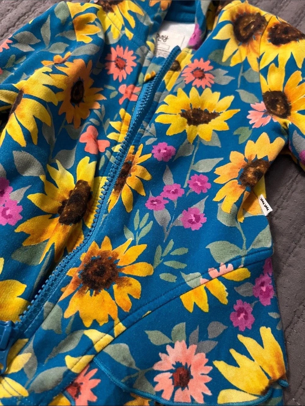 Little Sleepies  Kids' Blue Sunflower Hooded Jacket